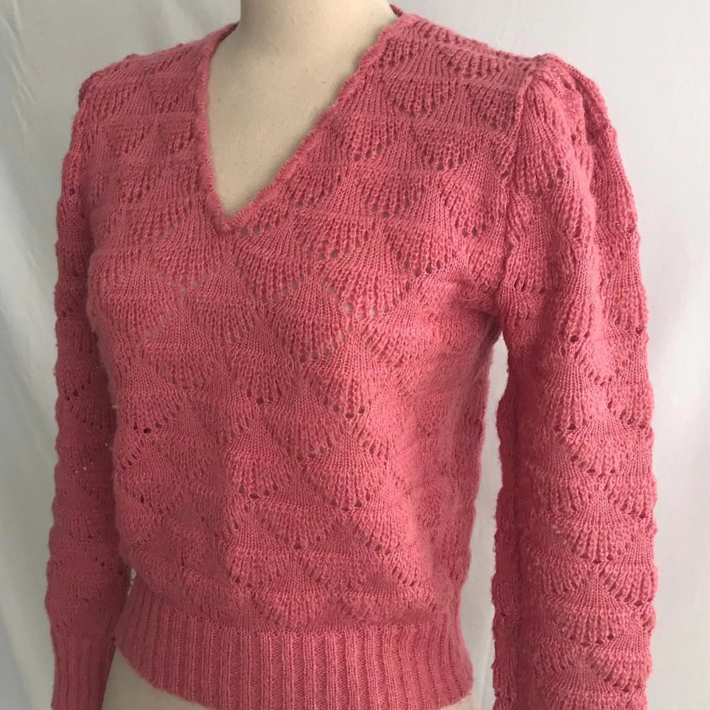 1980s Diane Von Furstenburg Pullover Pink Sweater - Puff Sleeve Sweater